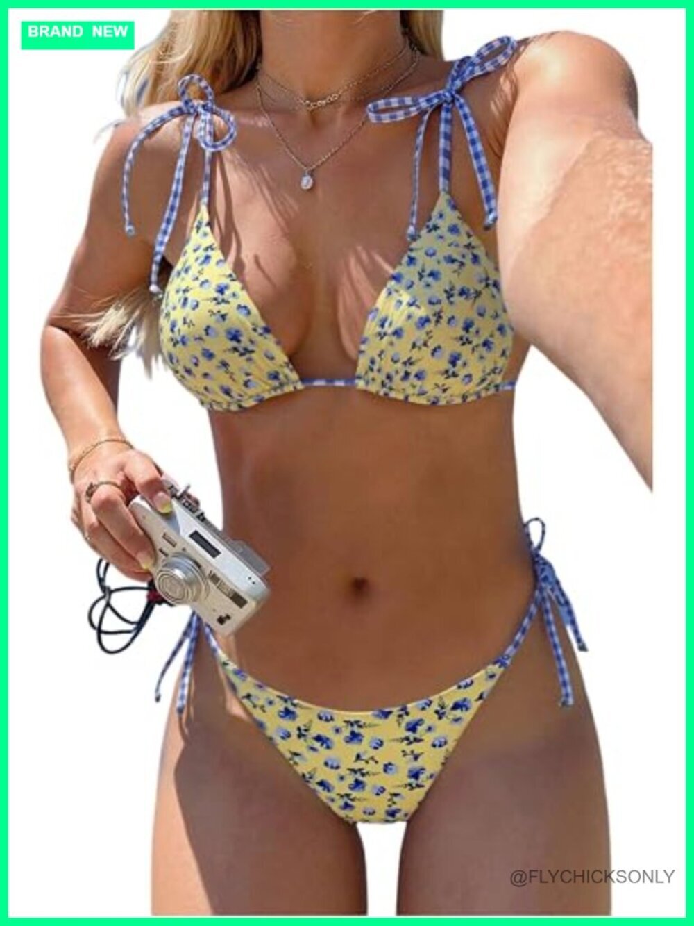 Floral Two Piece Bikini Set Triangle Tie Strap Swimsuit Cheeky Bathing Suit